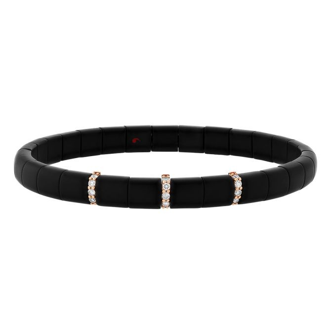 Women's Ceramic Matte Black Diamond Stretch Bracelet