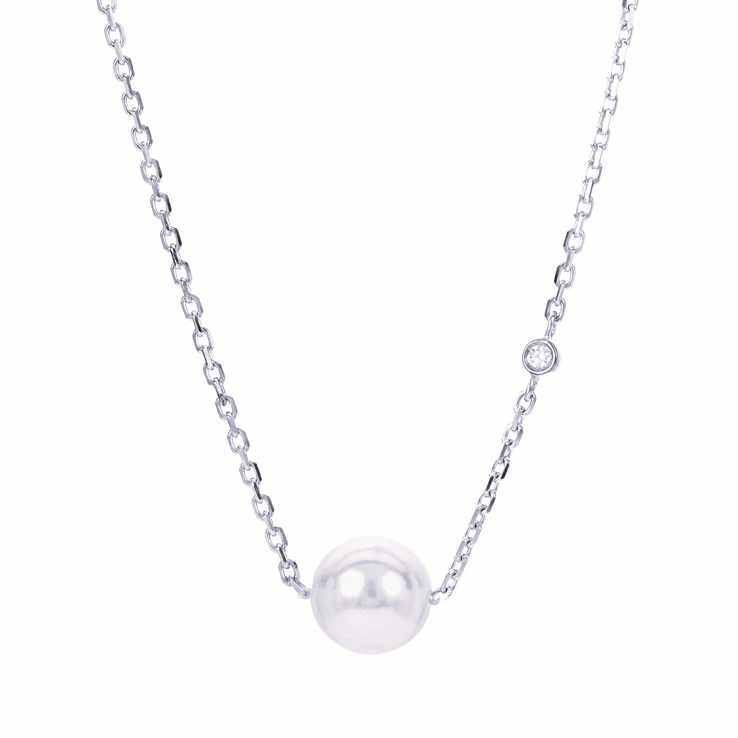 14K Yellow Gold Pearl Station Necklace