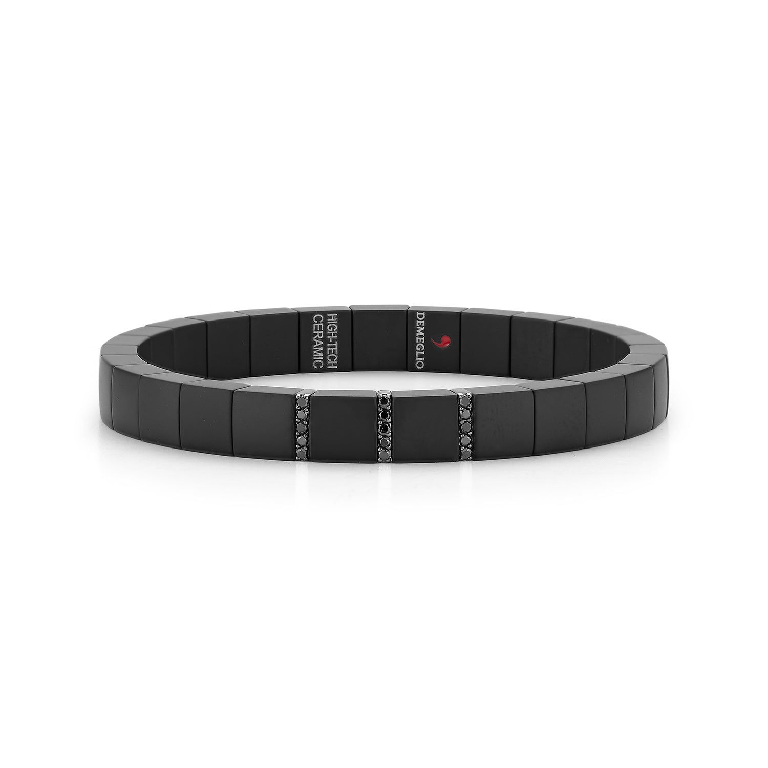 Men's Black Ceramic Diamond Stretch Bracelet