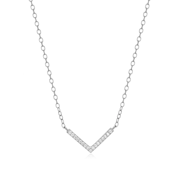 Sterling Silver Lab Grown Diamond Bar Necklace