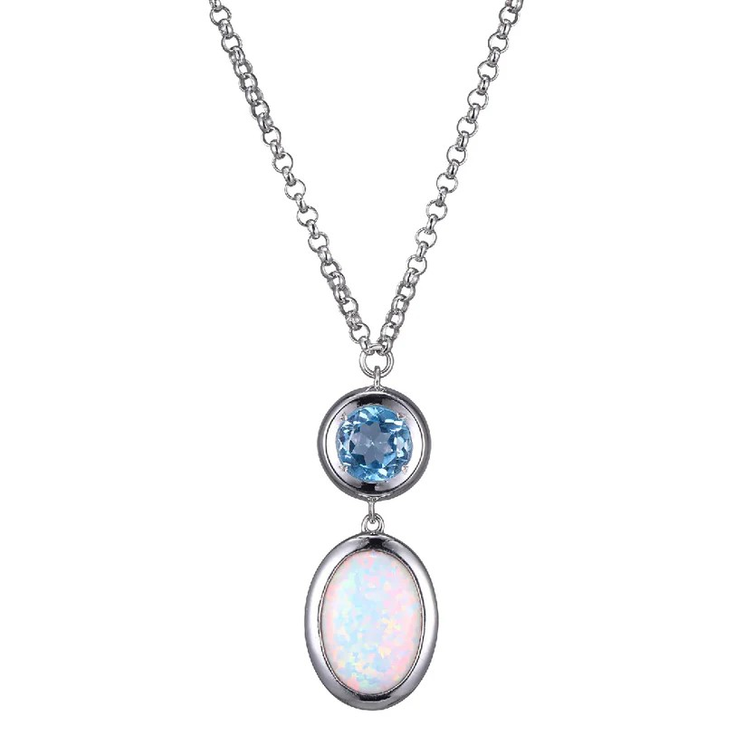Sterling Silver Opal Drop Pendant