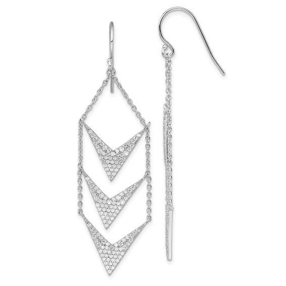 Sterling Silver CZ Drop Earrings