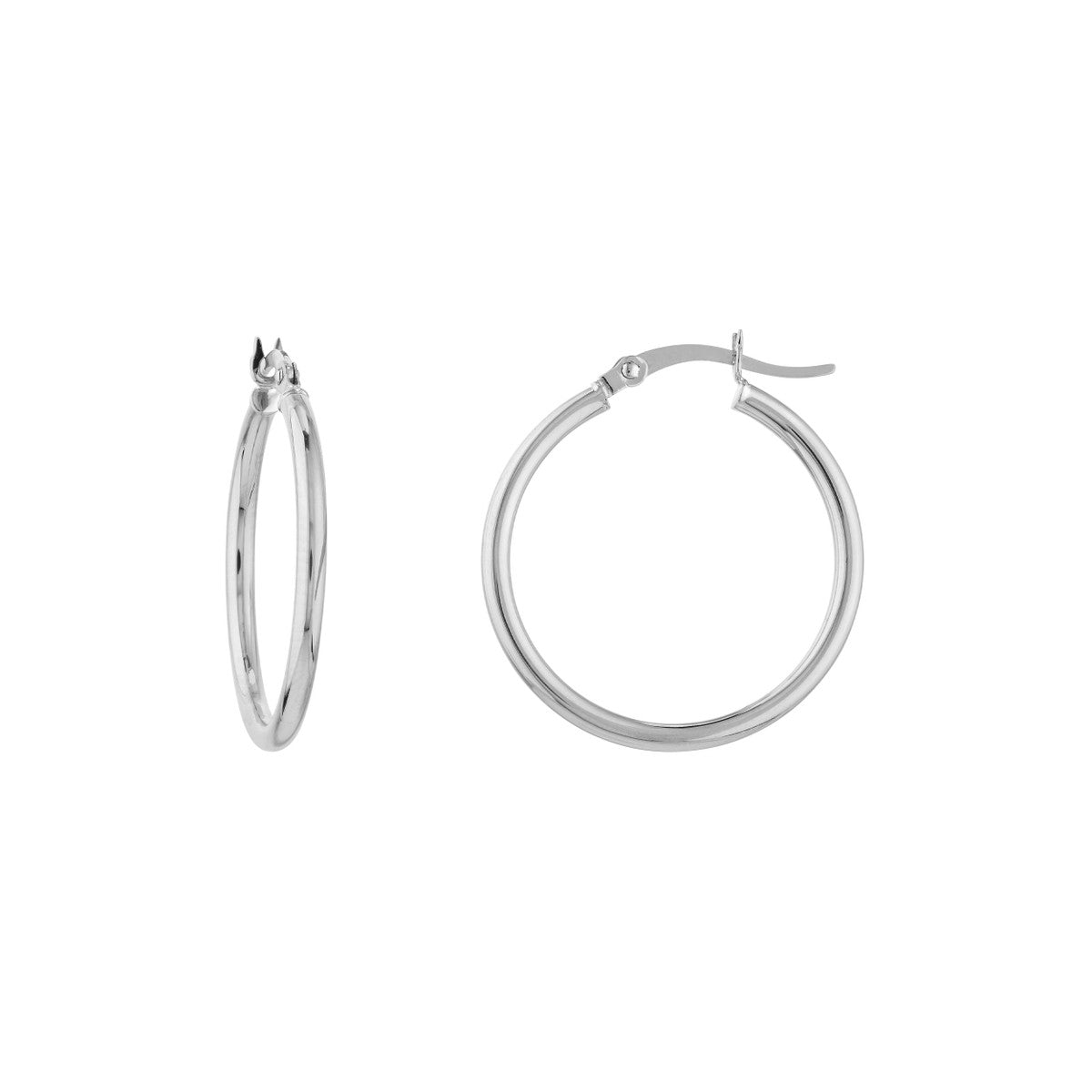 14K White Gold Hoop Earrings
