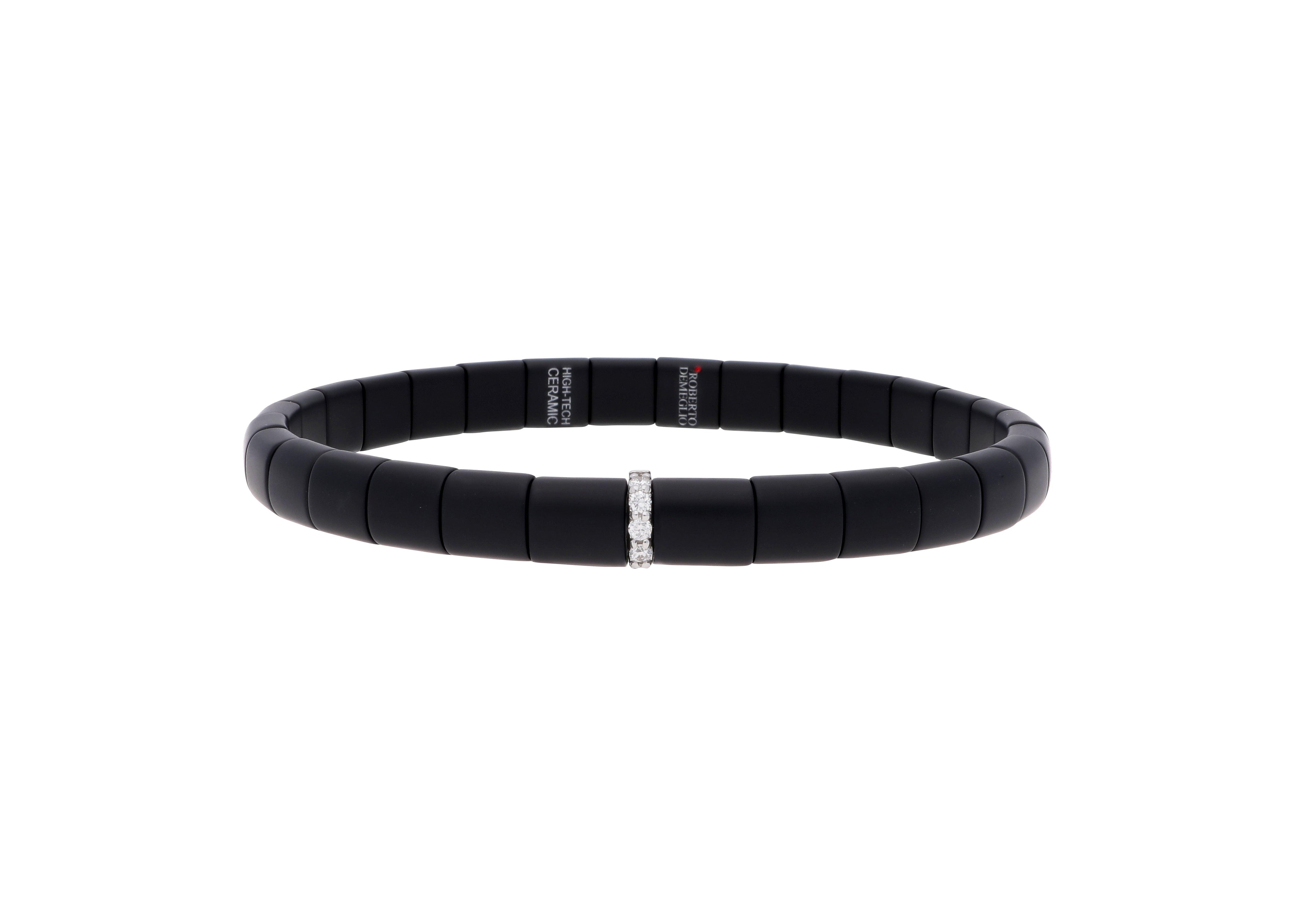 Women's Matte Black Ceramic Diamond Stretch Bracelet