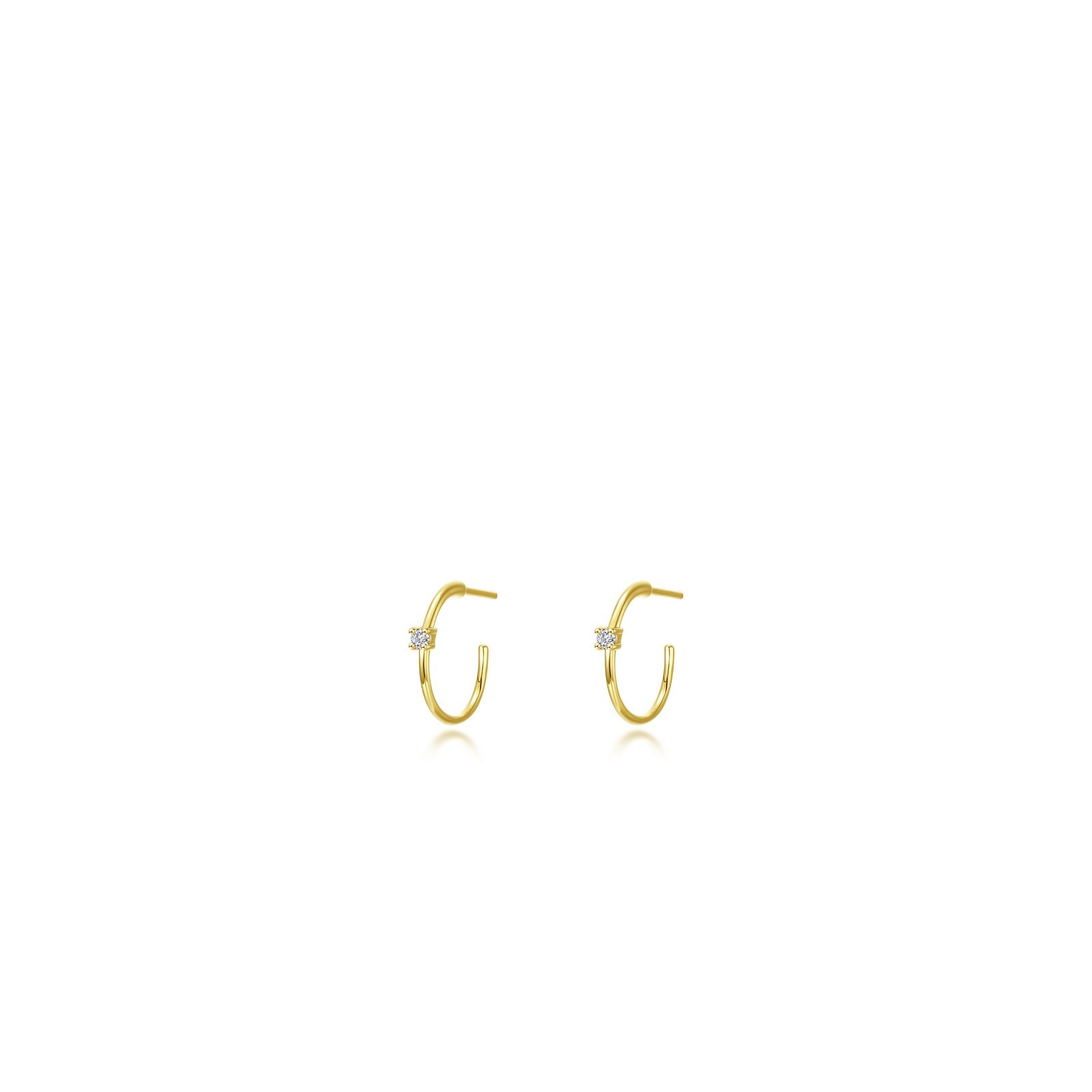 Sterling Silver Yellow Gold Plated CZ Hoop Earrings
