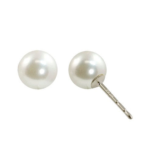 14K White Gold Pearl Stud Earrings