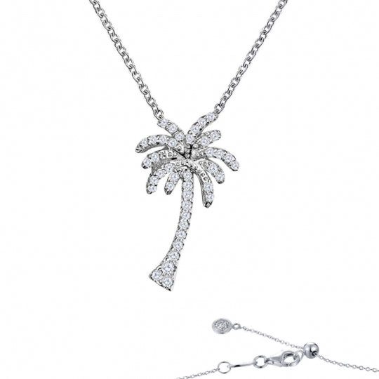 Sterling Silver CZ Palm Tree Pendant