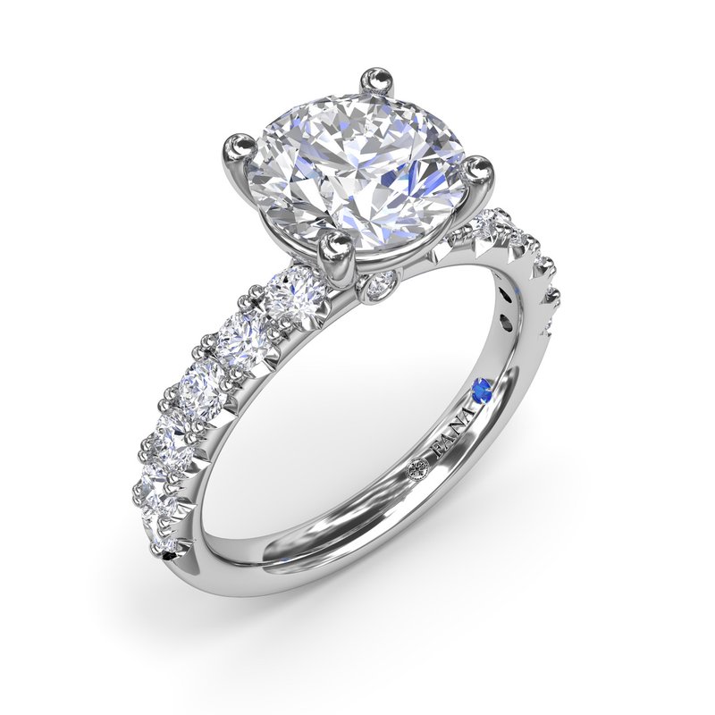 14K White Gold Diamond Accented Engagement Ring