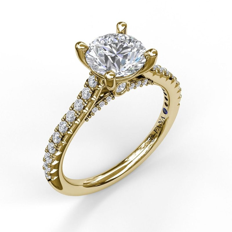 14K Yellow Gold Diamond Accented Engagement Ring