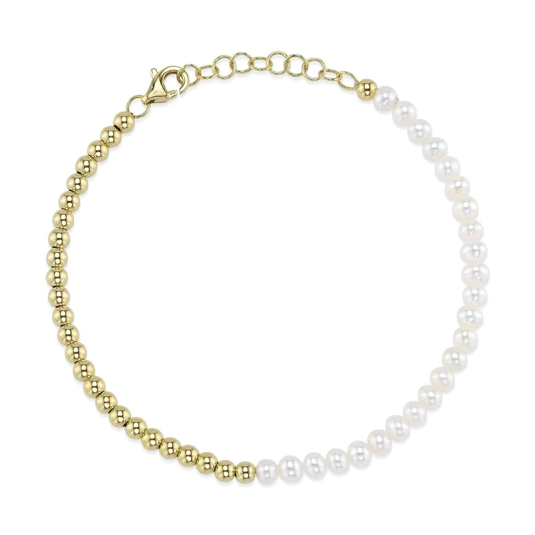 14K Yellow Gold Pearl Bead Bracelet