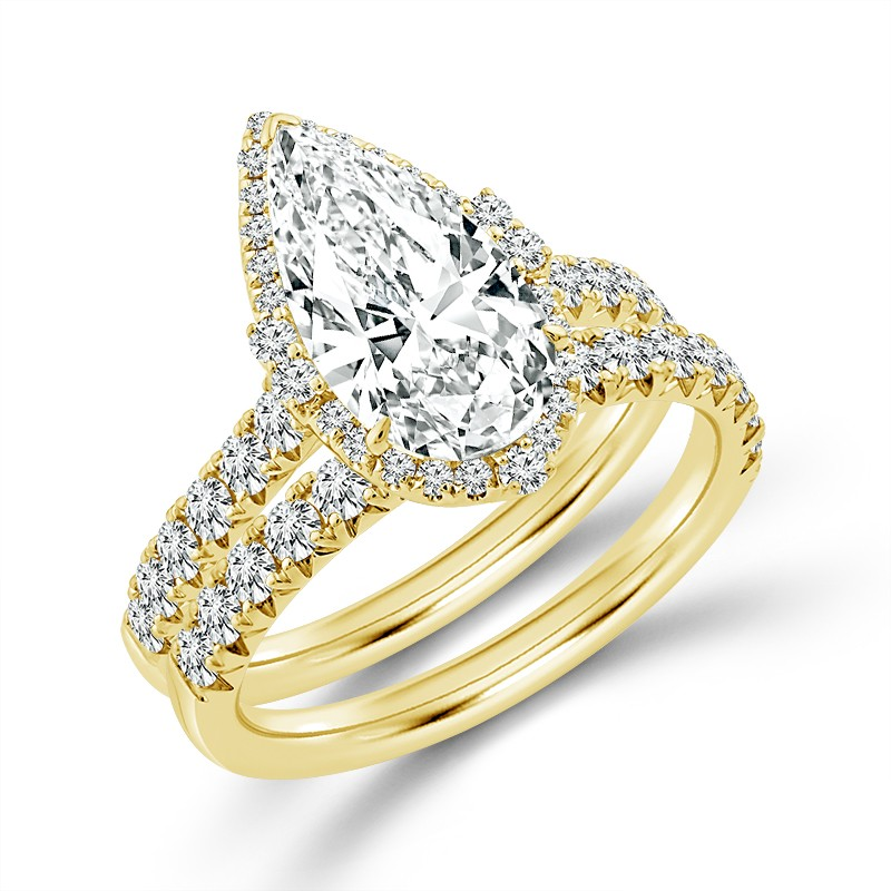 14K Yellow Gold Lab Grown Diamond Halo Engagement Ring