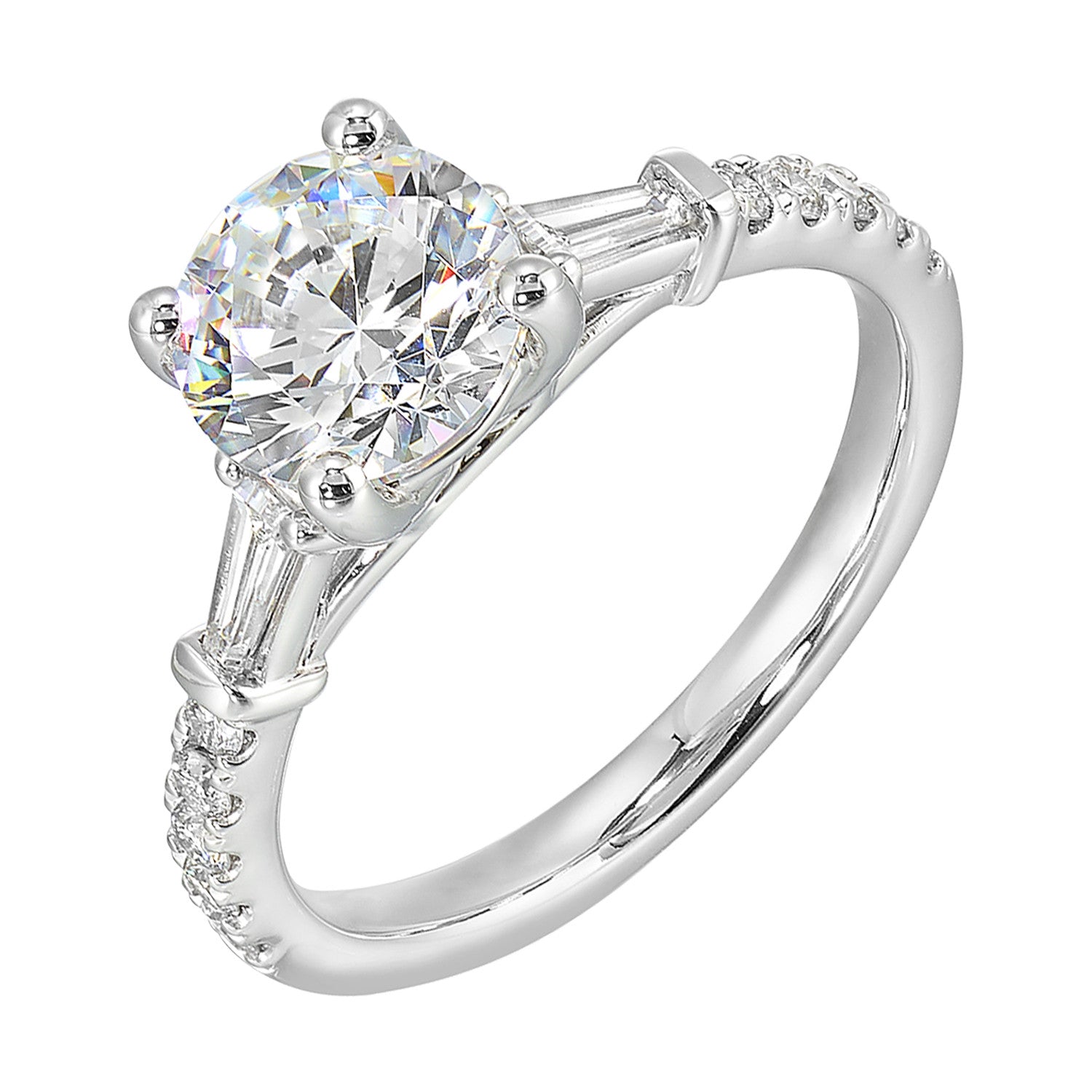 14K White Gold Diamond Accented Engagement Ring