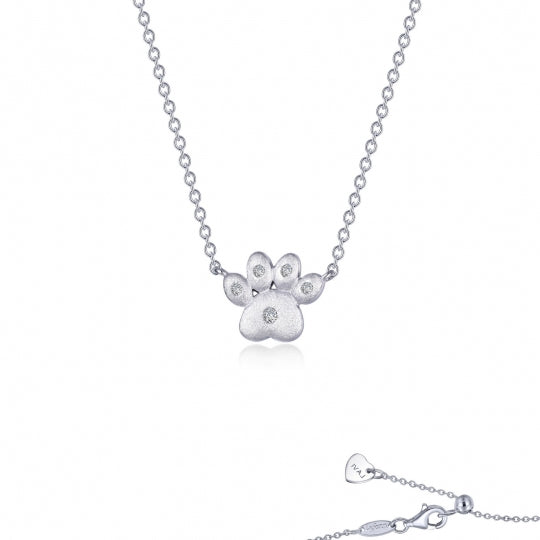Sterling Silver CZ Dog Paw Necklace