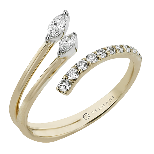 14K Two Tone Diamond Contemporary Ring