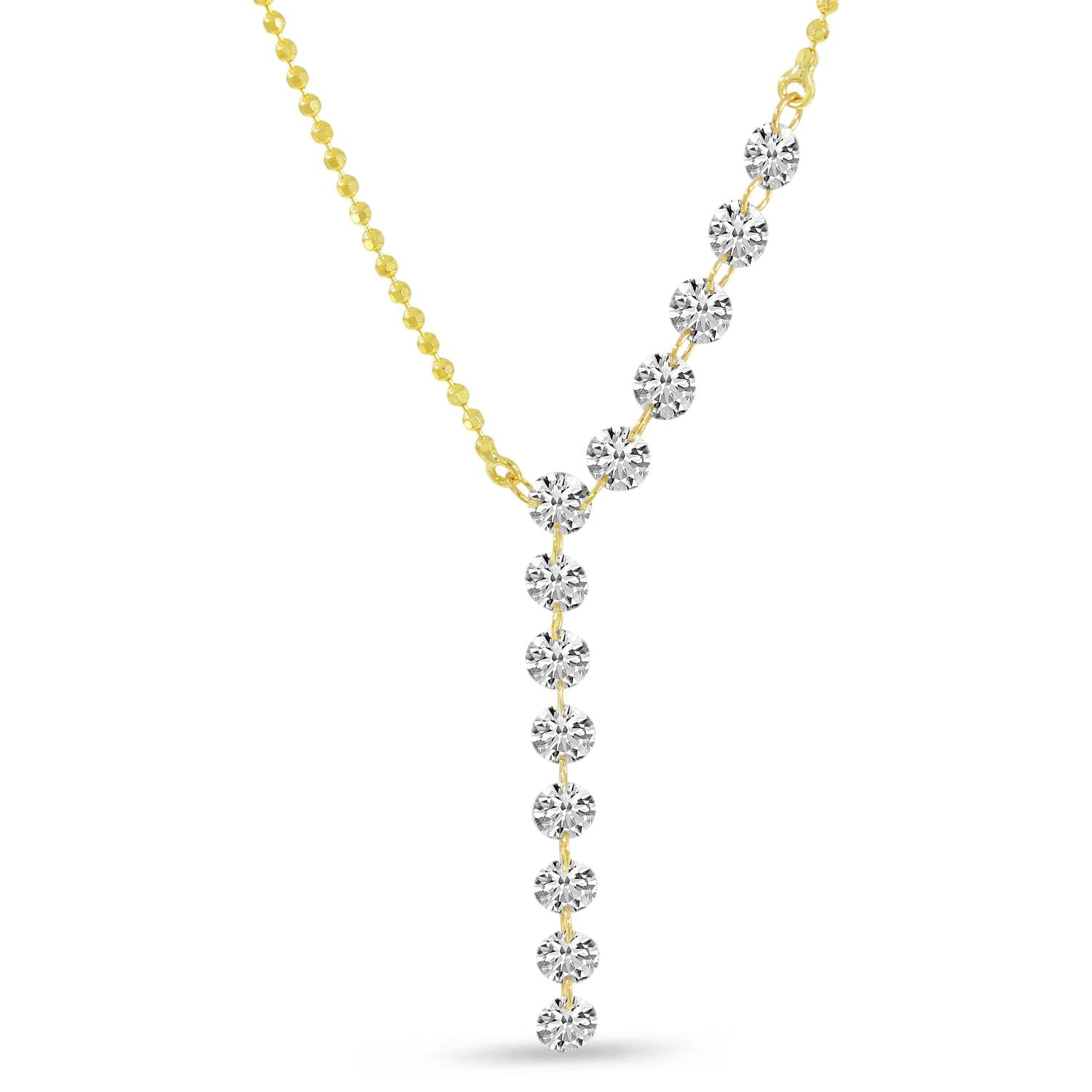 14K Yellow Gold Diamond Lariat Necklace