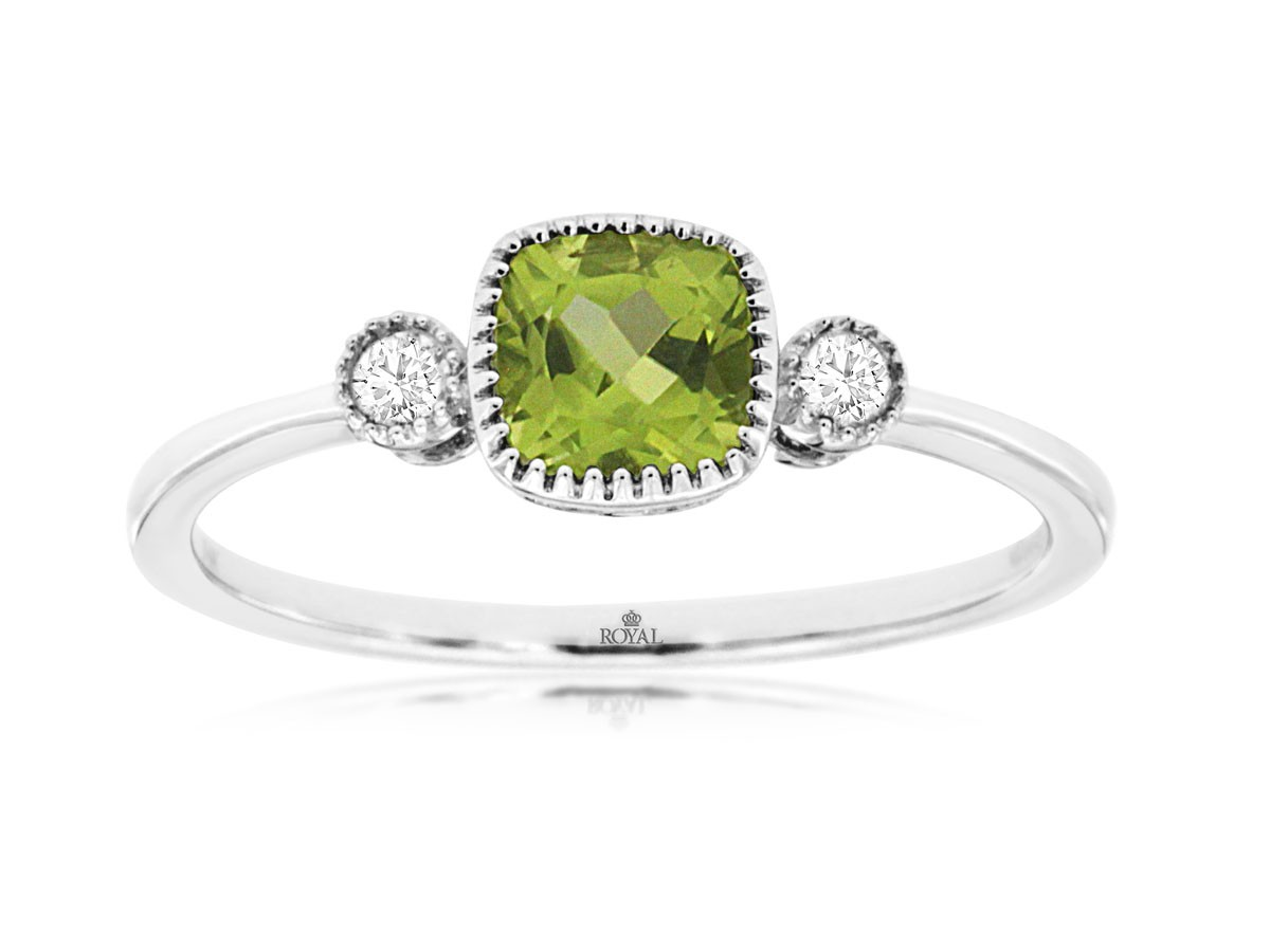 14K White Gold Peridot Stackable Ring