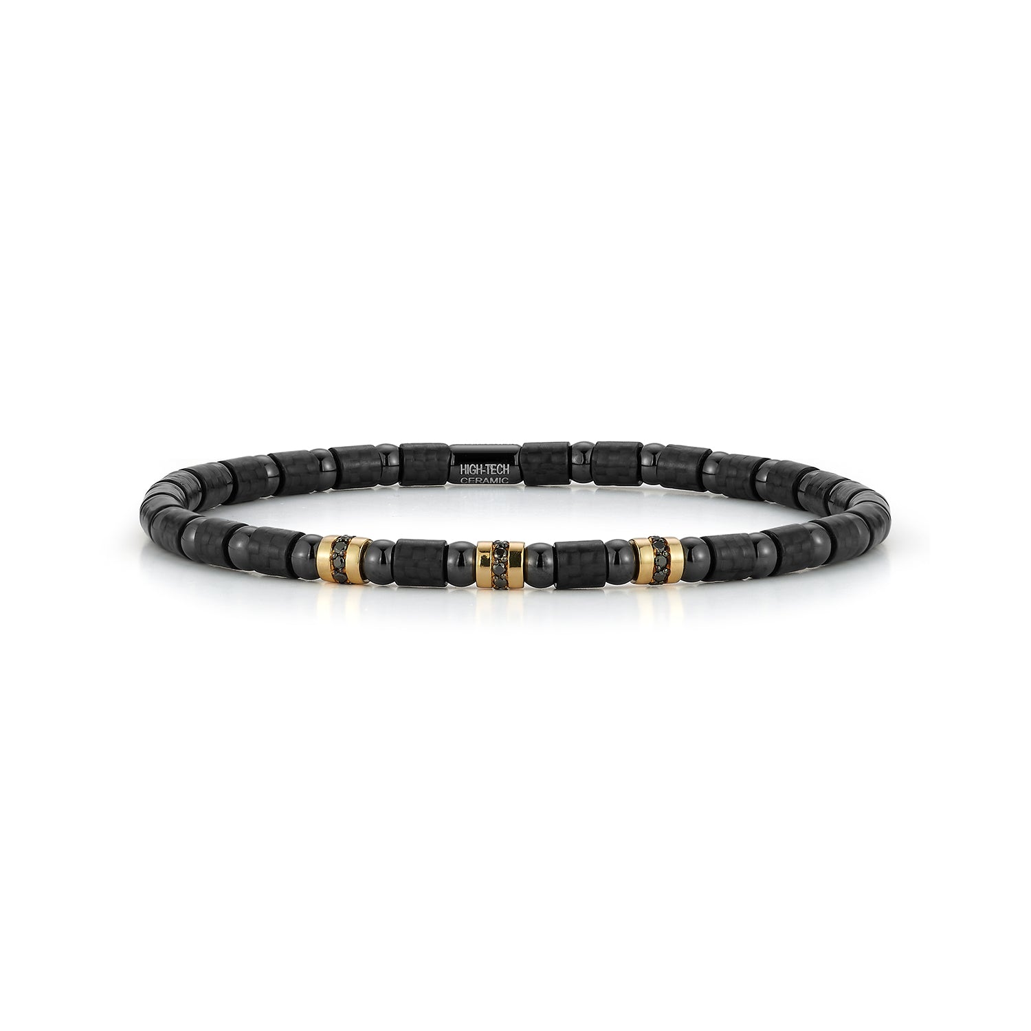 Gents Ceramic Matte Black Diamond Bead Bracelet