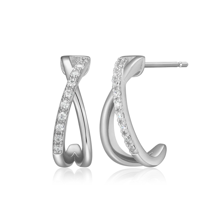 Sterling Silver Lab Grown Diamond Hoop Earrings
