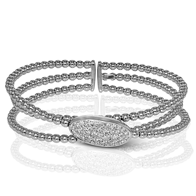 Ladies 18K White Gold Diamond Cuff Bracelet