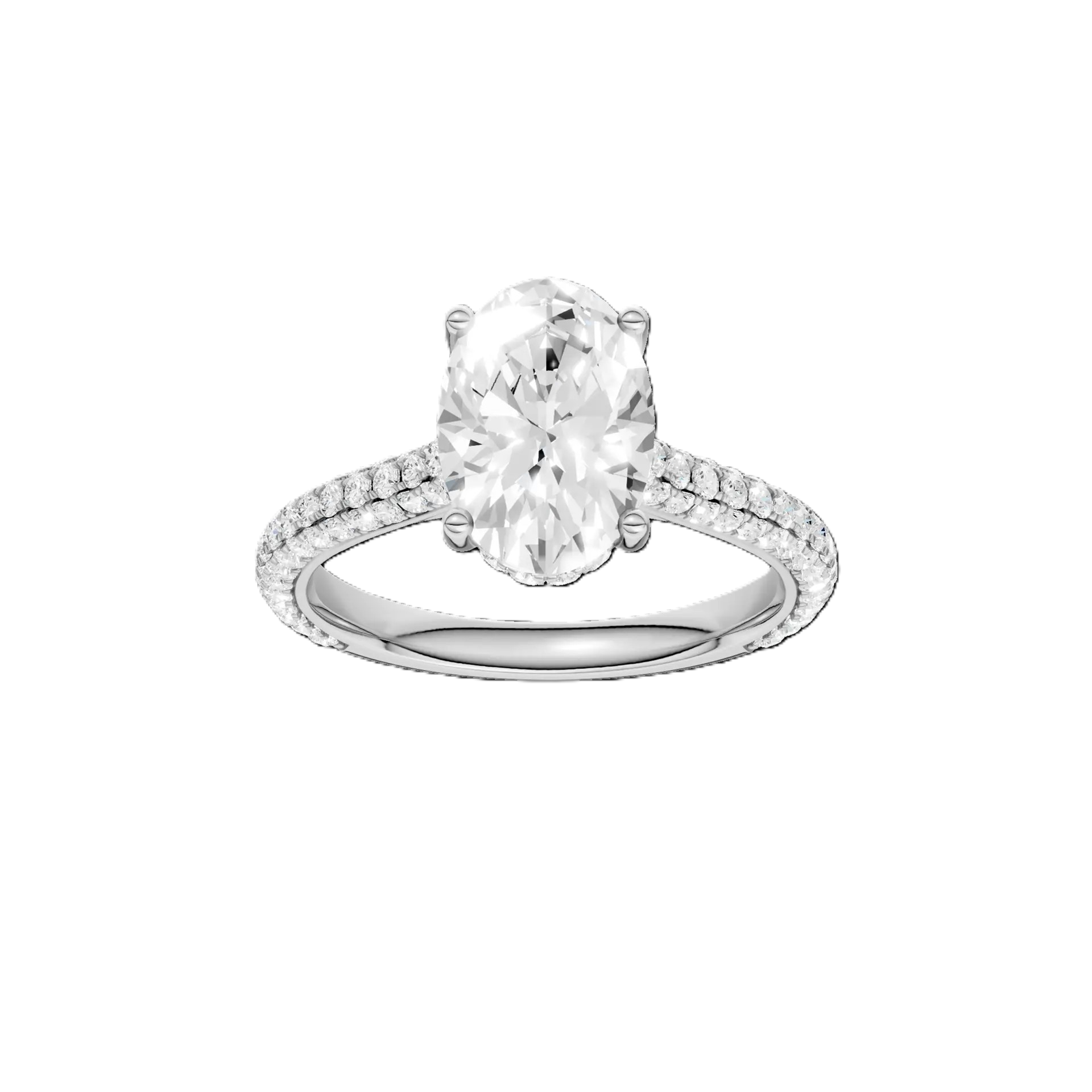 14K White Gold Lab Grown Diamond Hidden Halo Engagement Ring