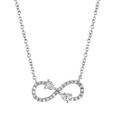 14K White Gold Diamond Infinity Necklace