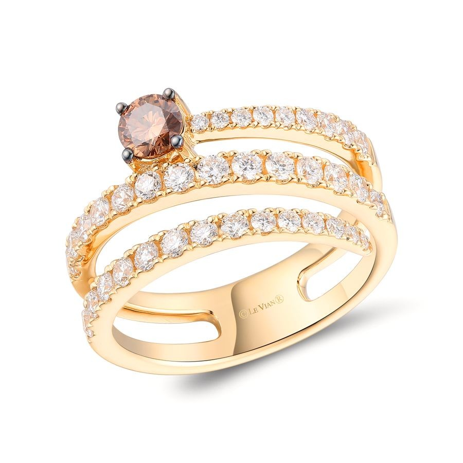 14K Yellow Gold Diamond Contemporary Ring