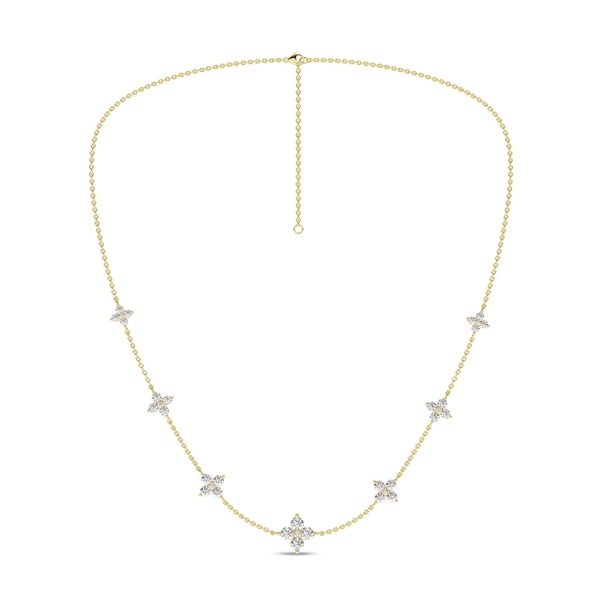 14K Yellow Gold Lab Grown Diamond Station Necklace