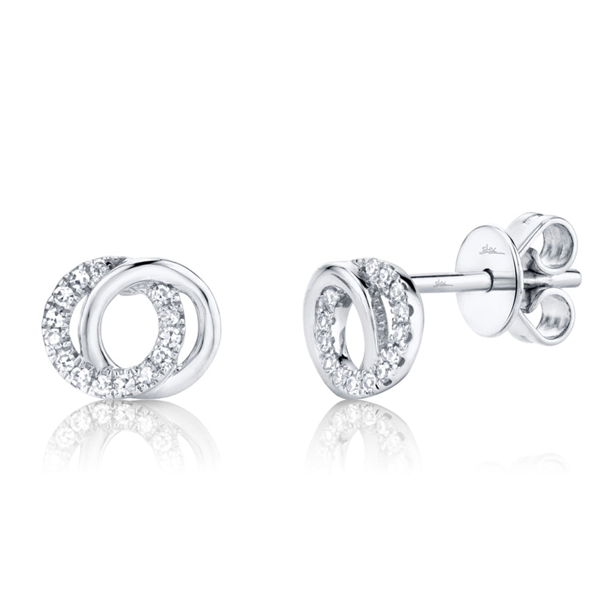 14K White Gold Diamond Stud Earrings