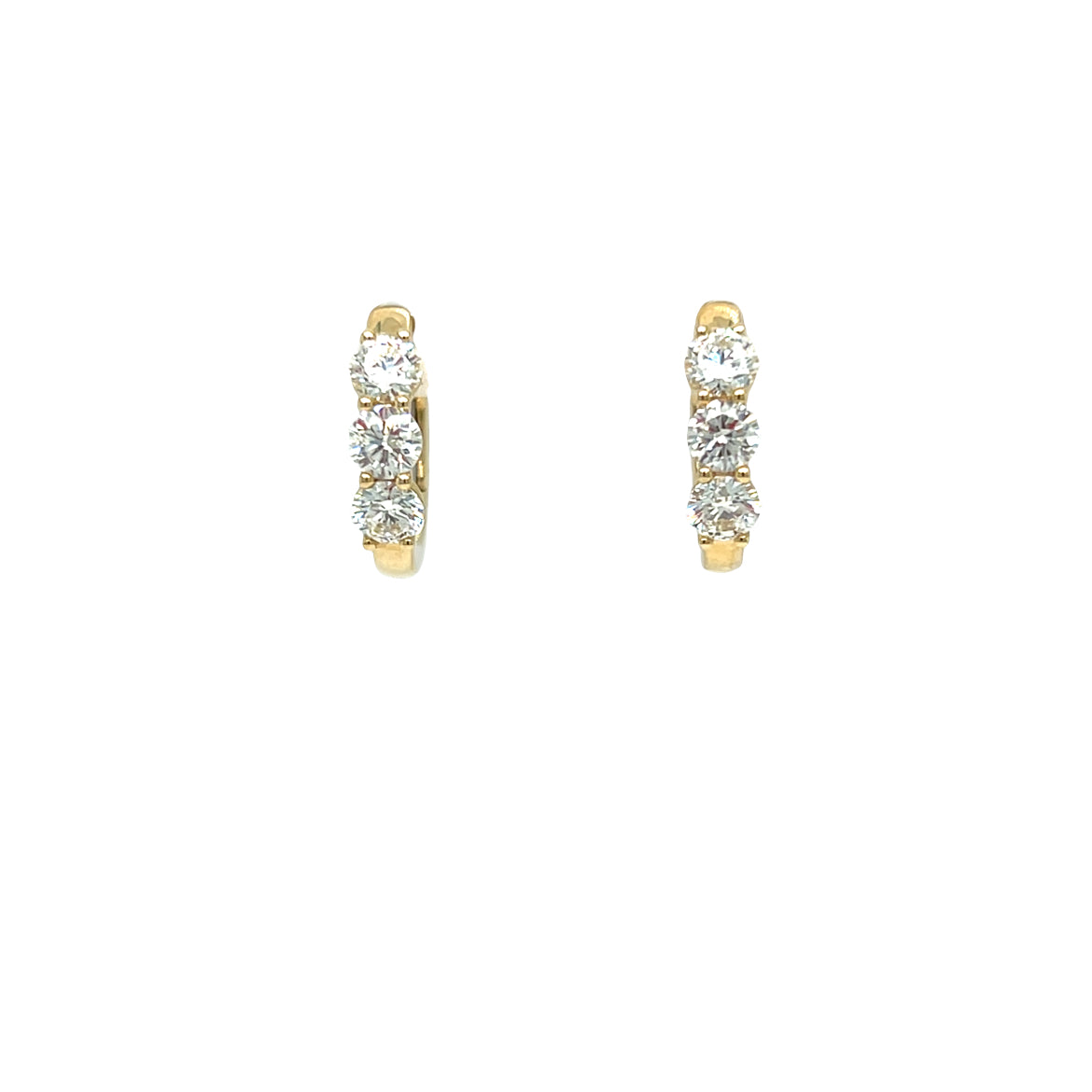 14K Yellow Gold Diamond Hoop Earrings