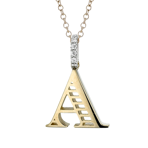 14K Yellow Gold Diamond Initial Pendant