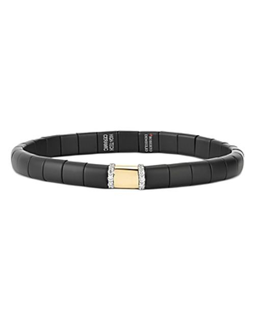 Women's Ceramic Matte Black Diamond Stretch Bracelet