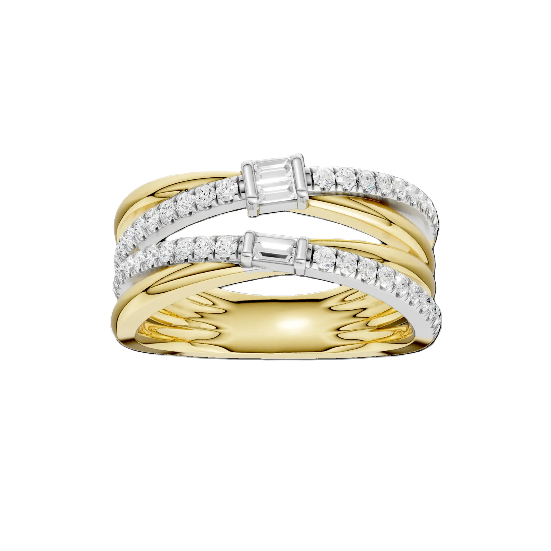 14K Two Tone Lab Grown Diamond Contemporary Ring