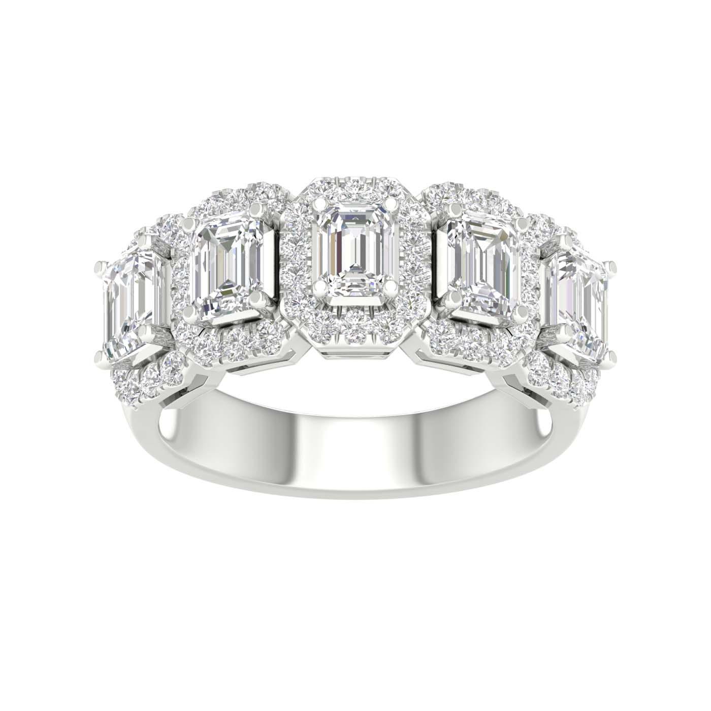 14K White Gold Lab Grown Diamond 5 Stone Ring