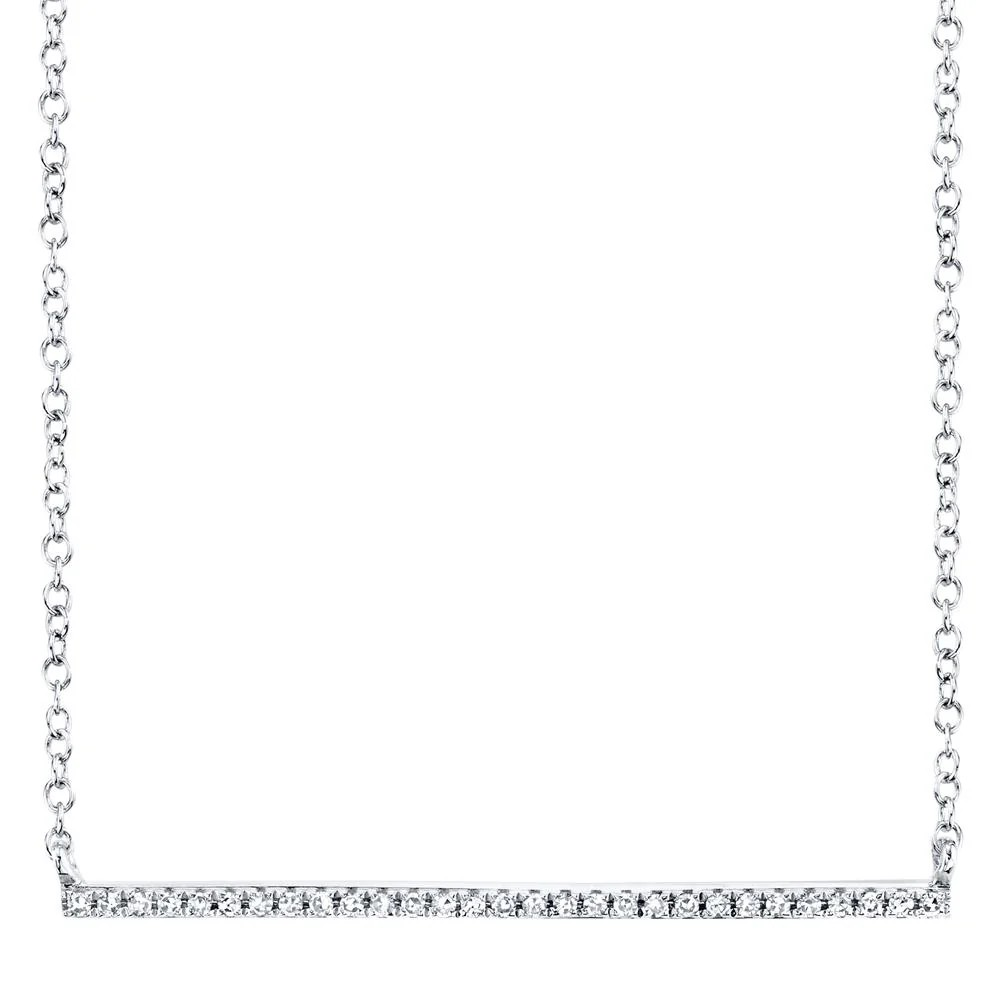 14 Karat White Gold Diamond Bar Necklace