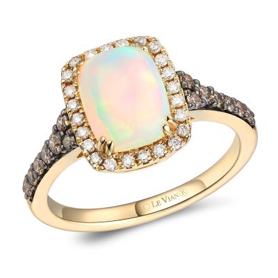 14K Yellow Gold Opal Halo Ring