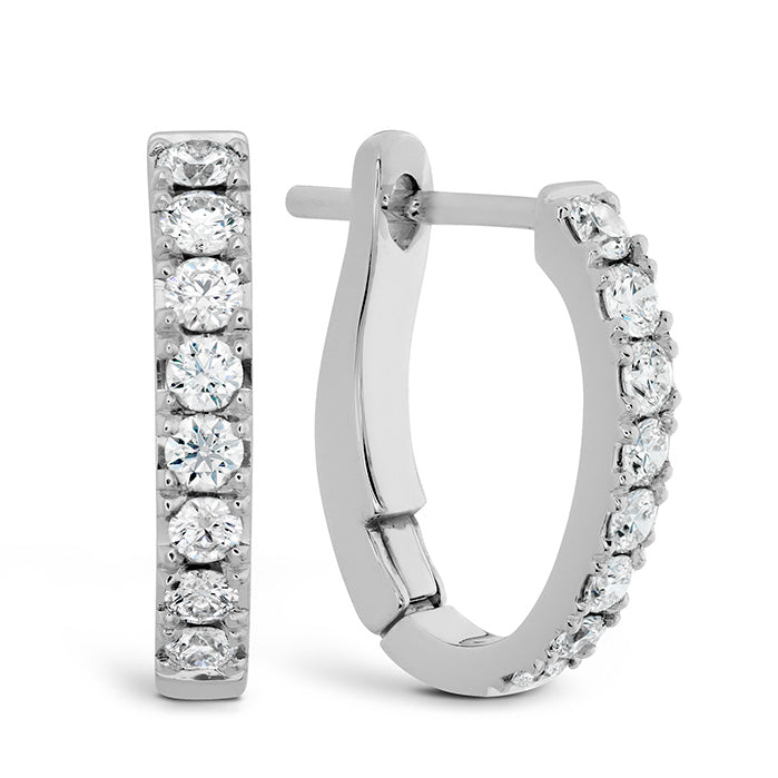 18K White Gold Diamond Hoop Earrings