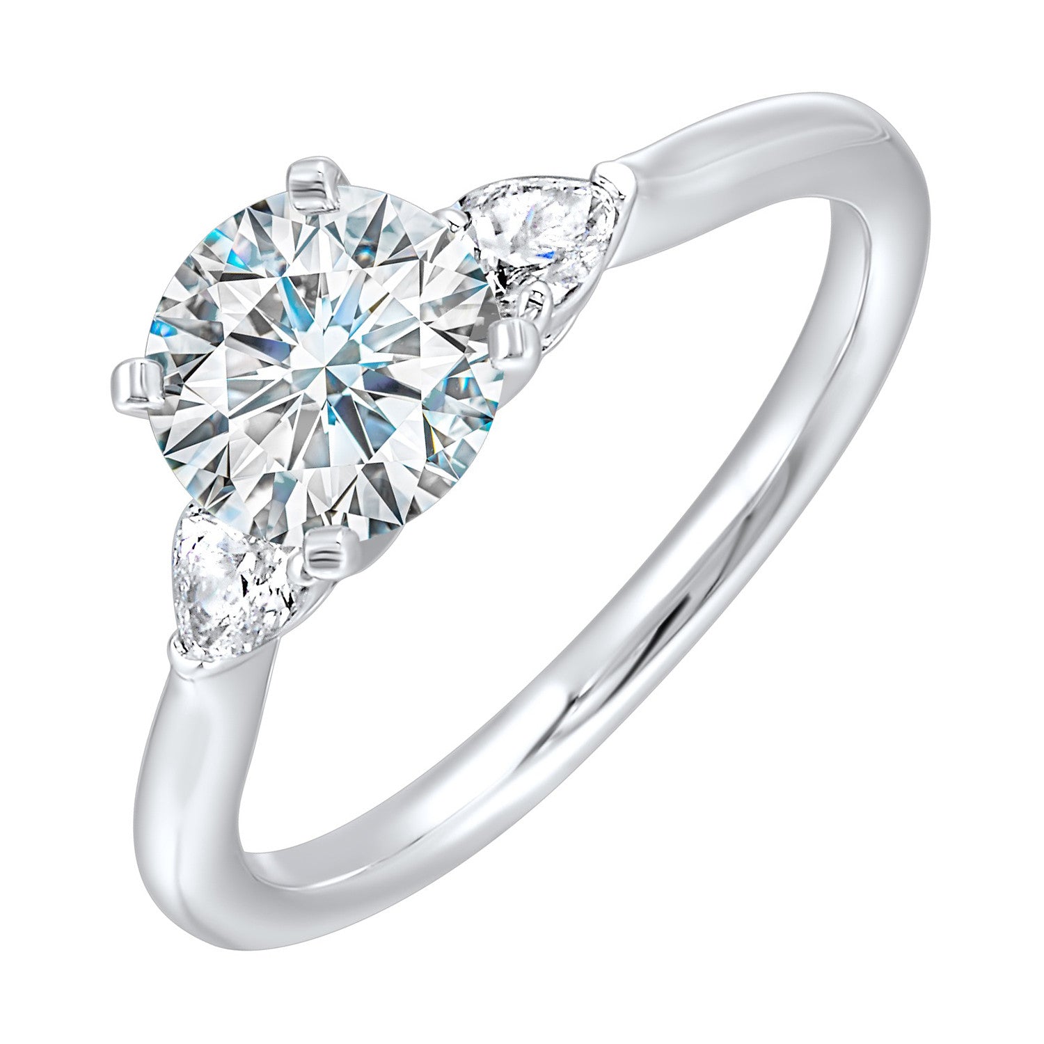 14K White Gold Diamond 3 Stone Engagement Ring