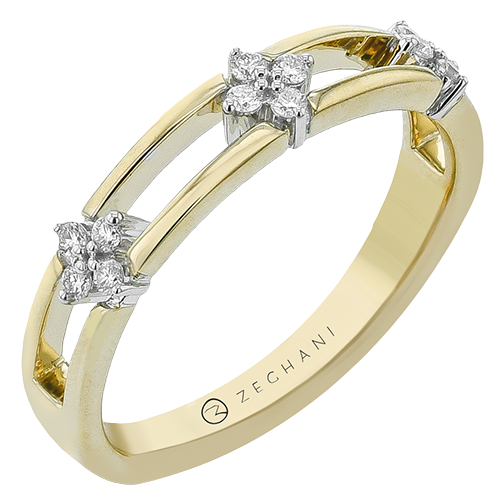 14K Two Tone Diamond Cluster Ring