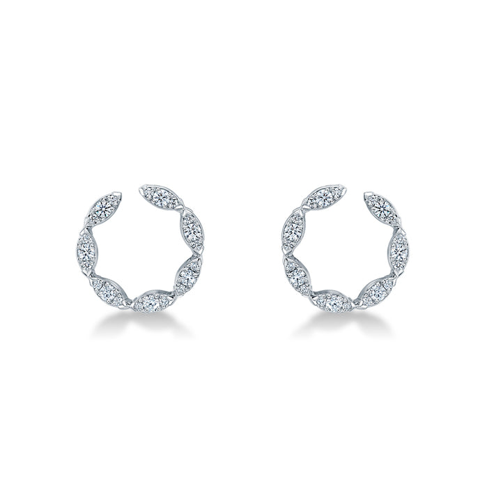 18K White Gold Diamond Hoop Earrings