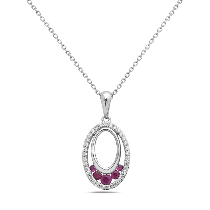 14K White Gold Ruby Drop Pendant