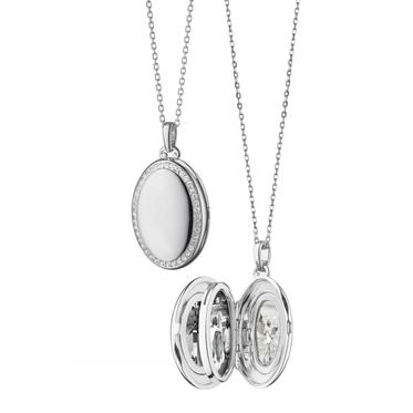 Women's Sterling Silver White Sapphire Locket