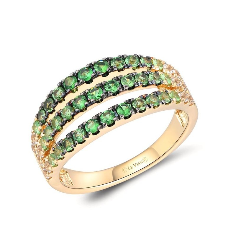 14K Yellow Gold Tsavorite Garnet Contemporary Ring