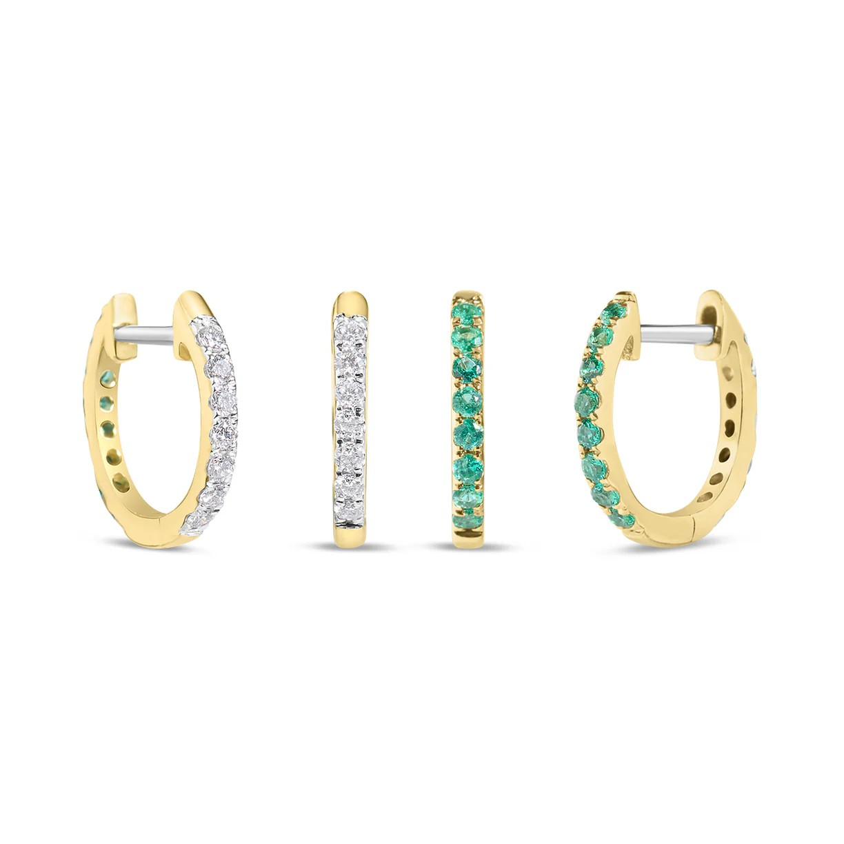 14K Yellow Gold Diamond Hoop Earrings