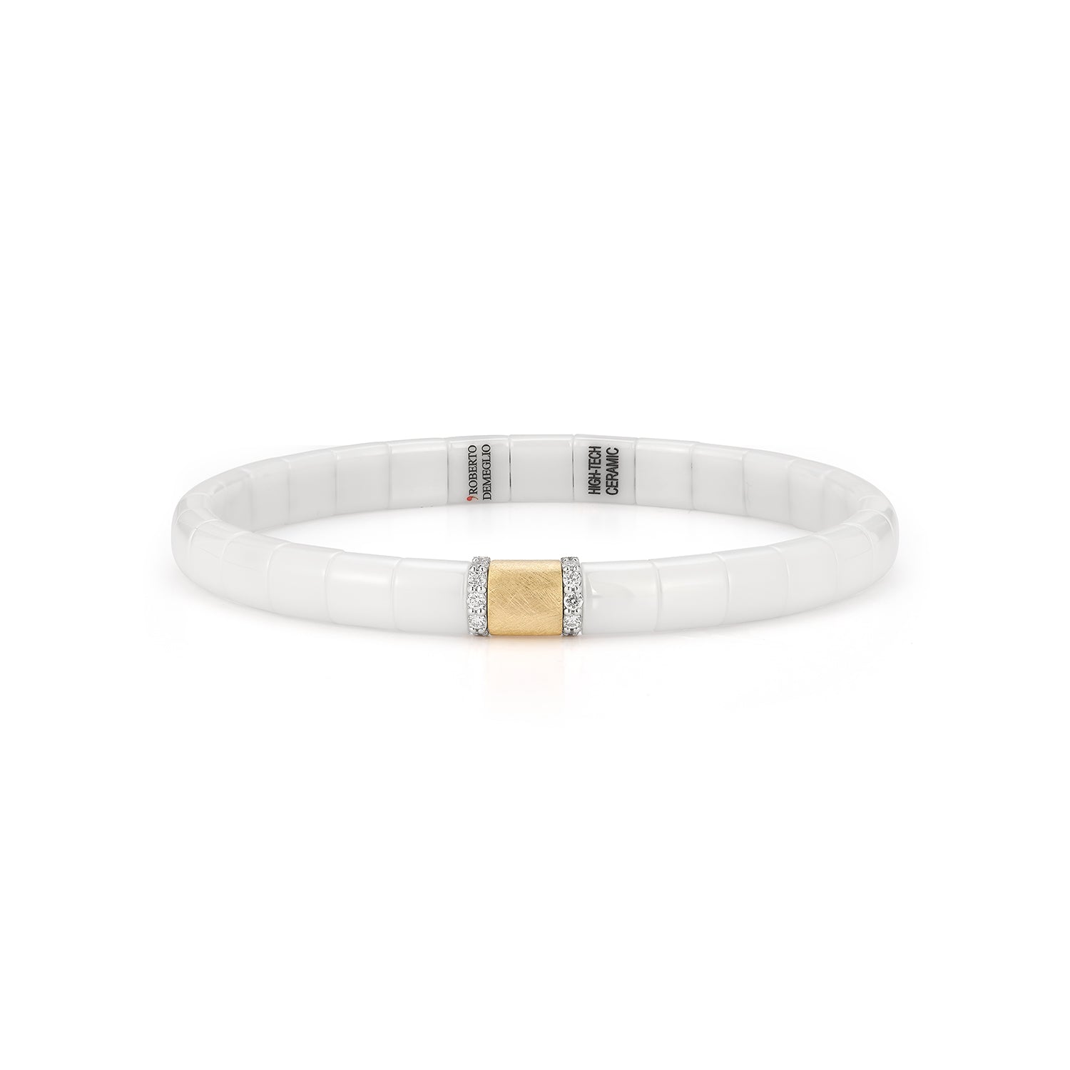 Women's White Ceramic Diamond Stretch Bracelet