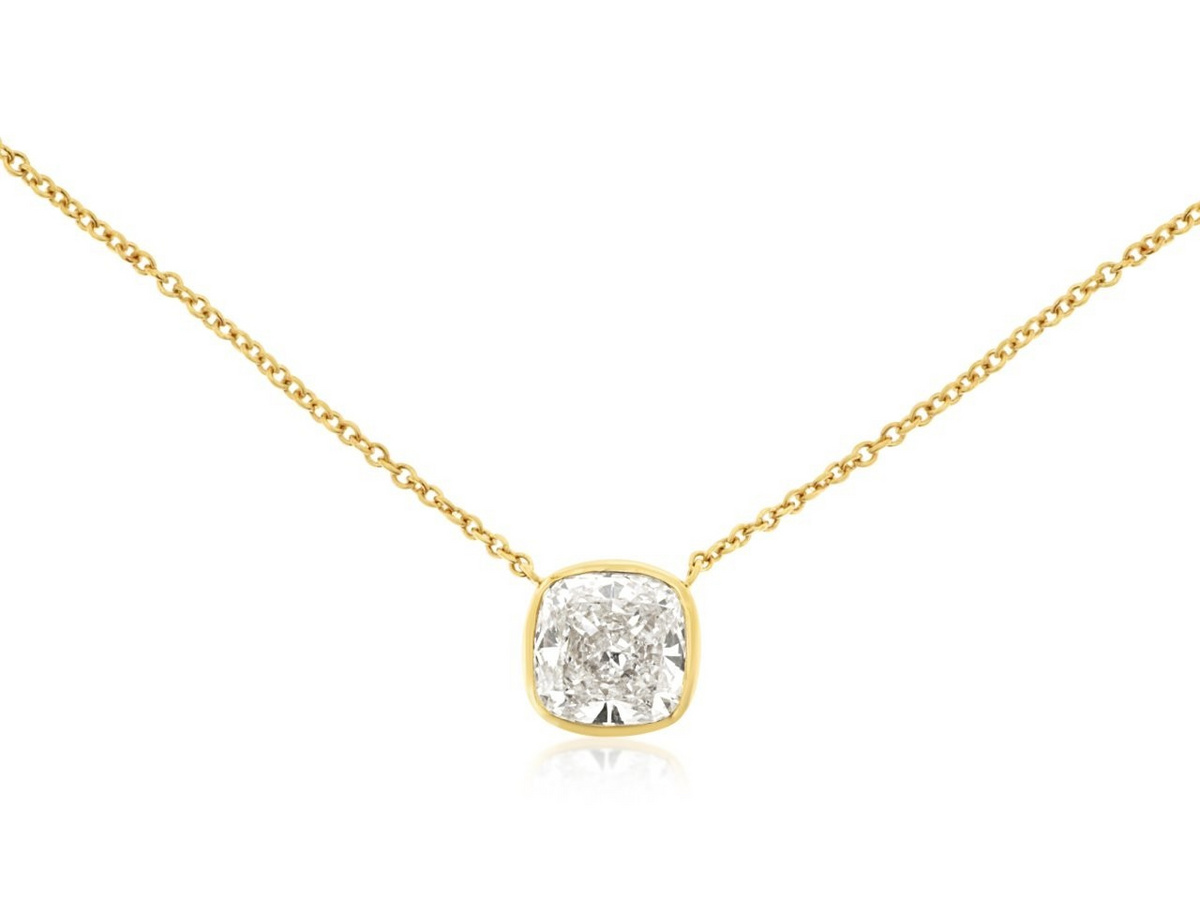 14K Yellow Gold Lab Grown Diamond Bezel Set Pendant