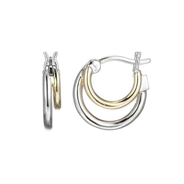 Sterling Silver Yellow Gold Plated Hoop Earrings