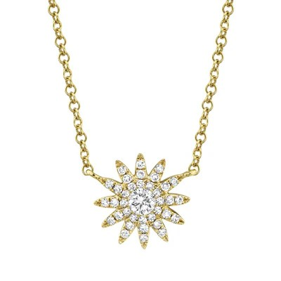 14K Yellow Gold Diamond Cluster Pendant