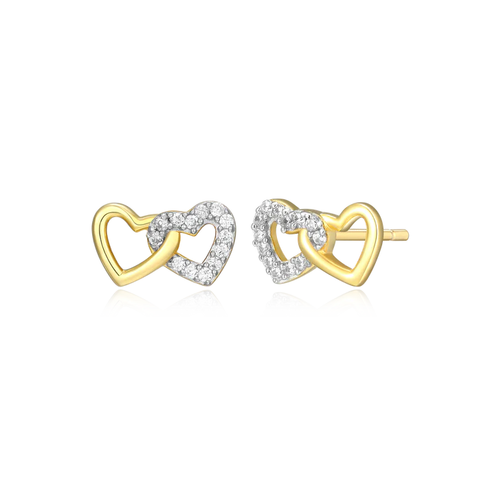 Sterling Silver Yellow Gold Plated Lab Grown Diamond Stud Earrings