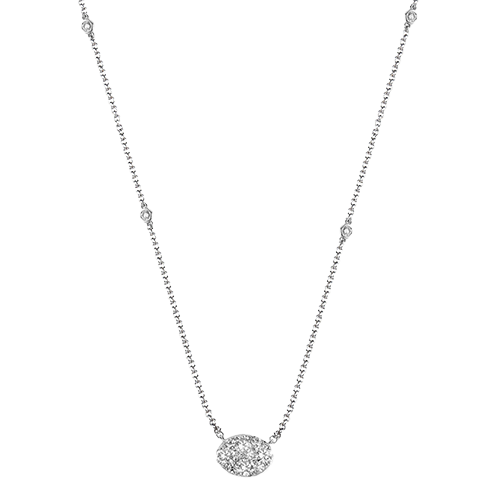 18K White Gold Diamond Cluster Pendant