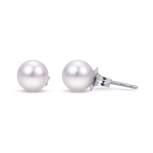 14K White Gold Pearl Stud Earrings